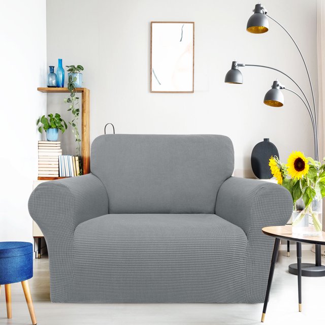 PiccoCasa Stretch Sofa Slipcover Washable Furniture Covers for Dogs Light Gray Small