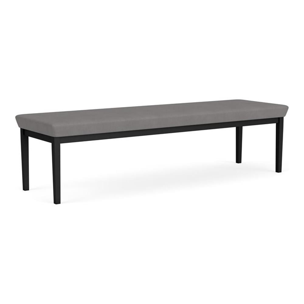 Lenox Steel Reception Waiting Room 3-Seat Bench / Black Steel / Light Gray
