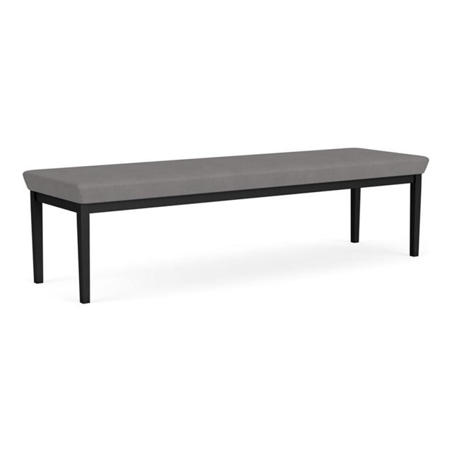 Lenox Steel Reception Waiting Room 3-Seat Bench / Black Steel / Light Gray