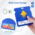 thumbnail image 2 of Retractable Badge Holders, Plastic Sliding ID Badge Holder with Retractable Badge Reel Clips, 3 Pack Horizontal Blue, 2 of 6