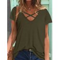 thumbnail image 2 of Timegard T-Shirts à Manches Courtes pour Femmes Col en V Croisé devant T-Shirt Été Décontracté Ample Hauts Blouse, 2 of 6