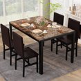 thumbnail image 2 of Stmoze 5 Pieces Dining Room Table Set, Modern Dining Table Sets with 4 Leather Upholstered Chairs, Faux Marble Rectangle Kitchen Table Set for Bar Living Room Breakfast Nook Small Space, Brown, 2 of 8