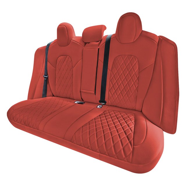 FH Group Neoprene Waterproof Custom Fit Car Seat Covers for 2017-2024 Tesla Model 3 Solid Red Rear Set