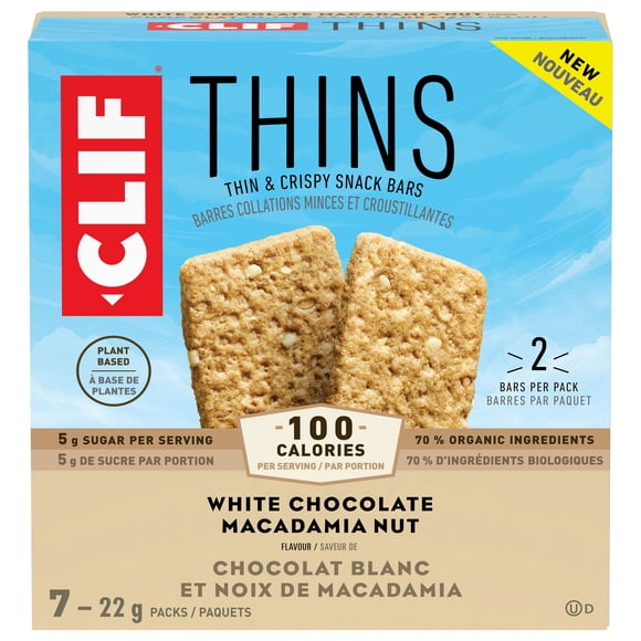 CLIF Thins Chocolat Blanc et Noix de Macadamia 7 Barres