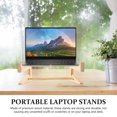 thumbnail image 3 of Wood Laptop Stand for Desk Khaki Adjustable Height Notebook Riser with Cable Management 11.8 x 7.9 inches, 3 of 8