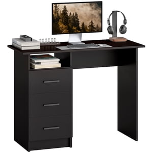 HOMCOM Computer Desk with Drawers, 39" Home Office Desk with Open Shelf
