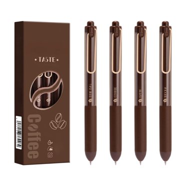 SIYTUAU Stylos à Encre Parfumée au Café, Lot de 4, avec Prise Ergonomique, Stylo Gel à Séchage Rapide pour École, Bureau, Journal, Écriture, Pointe 0,5 mm, Café