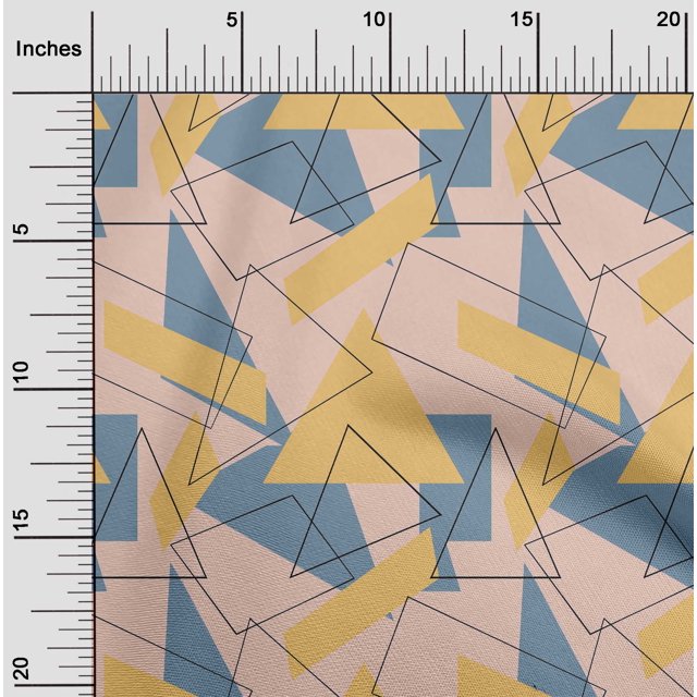 oneOone Cotton Cambric Fabric Rectangle & Triangle Geometric Print Sewing Fabric BTY 56 Inch Wide