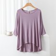 thumbnail image 1 of AherBiu T-Shirts pour Femmes à Col Rond, T-Shirts de Pyjama Amples, Été, Légers, Doux, Tunique à Manches Courtes, Hauts, Couleur Unie, 1 of 3