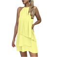 thumbnail image 1 of SMihono Robes Bohèmes d'Été pour Femmes Grande Taille Aguichant Mode Sans Manches Uni Col Rond Ample Robe Irrégulière pour Dames, 1 of 5