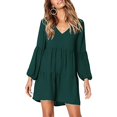 thumbnail image 4 of Follure Femmes Mode Solide V-Cou Lanterne à Manches Longues Flowy Swing Shift Robe en Vrac Robes d'Été pour les Femmes, 4 of 4