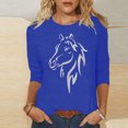 thumbnail image 1 of Baikeli Hauts pour Femmes Offres Hauts à Manches 3/4 pour Femmes Blouses Décontractées à Imprimé Animal d'Été Chandail Uni Ample T-Shirts à Col Rond pour Dames Hauts à Manches 3/4, 1 of 4
