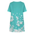 thumbnail image 4 of QJUHUNG Midi pour Femmes Été Décontracté Ample Bohème à Imprimé Floral Col Ras du Cou Manches Courtes Longueur Genou Robe Froncée avec Poches, 4 of 7