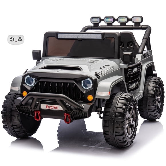 VOLTZ TOYS HAVOC 2-Seater Jeep 24V Kids Ride-On Off-Road Truck, Motorized Toy Car Vehicle with Parent Remote Control, High Clearance Open Doors, LED Lights, Gray