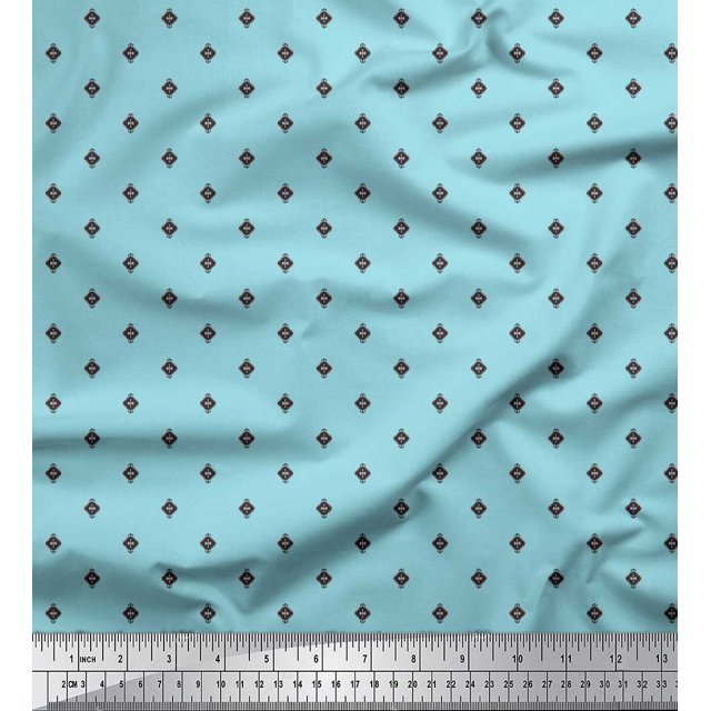 Soimoi Polyester Crepe Fabric Aztec Small Printed Fabric 1 Yard 42 Inch Wide