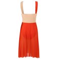 thumbnail image 2 of RUNQHUI Robe Justaucorps Sans Manches en Mesh à Blocs de Couleur pour Femmes, Danse Moderne Contemporaine, Orange m, 2 of 5