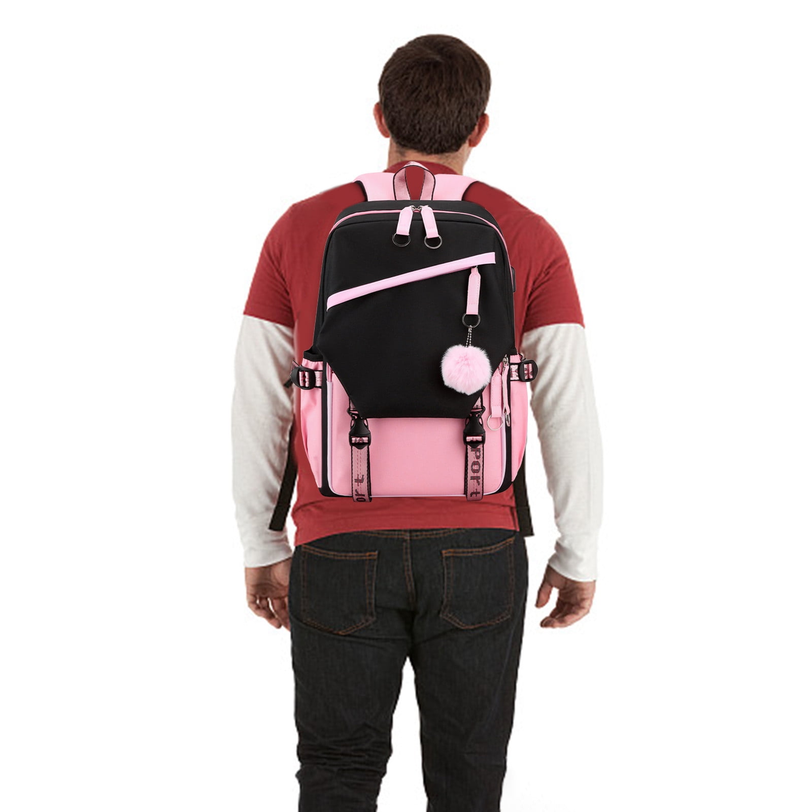 Wzzjkit Shoulder Bag, High-value Computer Backpack USB Charging Interface Middle School Student Schoolbag Large-capacity Backpack, Backpack