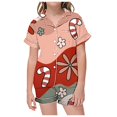 thumbnail image 1 of WEAIXIMIUNG Matching Christmas Pajamas Children's Christmas Print Short Sleeve Shorts Cardigan Children's Pyjamas Two Sets, 1 of 4