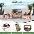 thumbnail image 4 of Gymax Ensemble de Conversation 4 Pcs en Bois d'Acacia Causeuse, Chaise et Table pour Patio, 4 of 7
