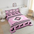 thumbnail image 4 of Erosebridal Ensemble de Literie Animal Cheval Simple pour Adolescent, Couette Bohème Hippie Aztèque, Rose Noir, Réversible, Léger, 2 Pcs, 4 of 7