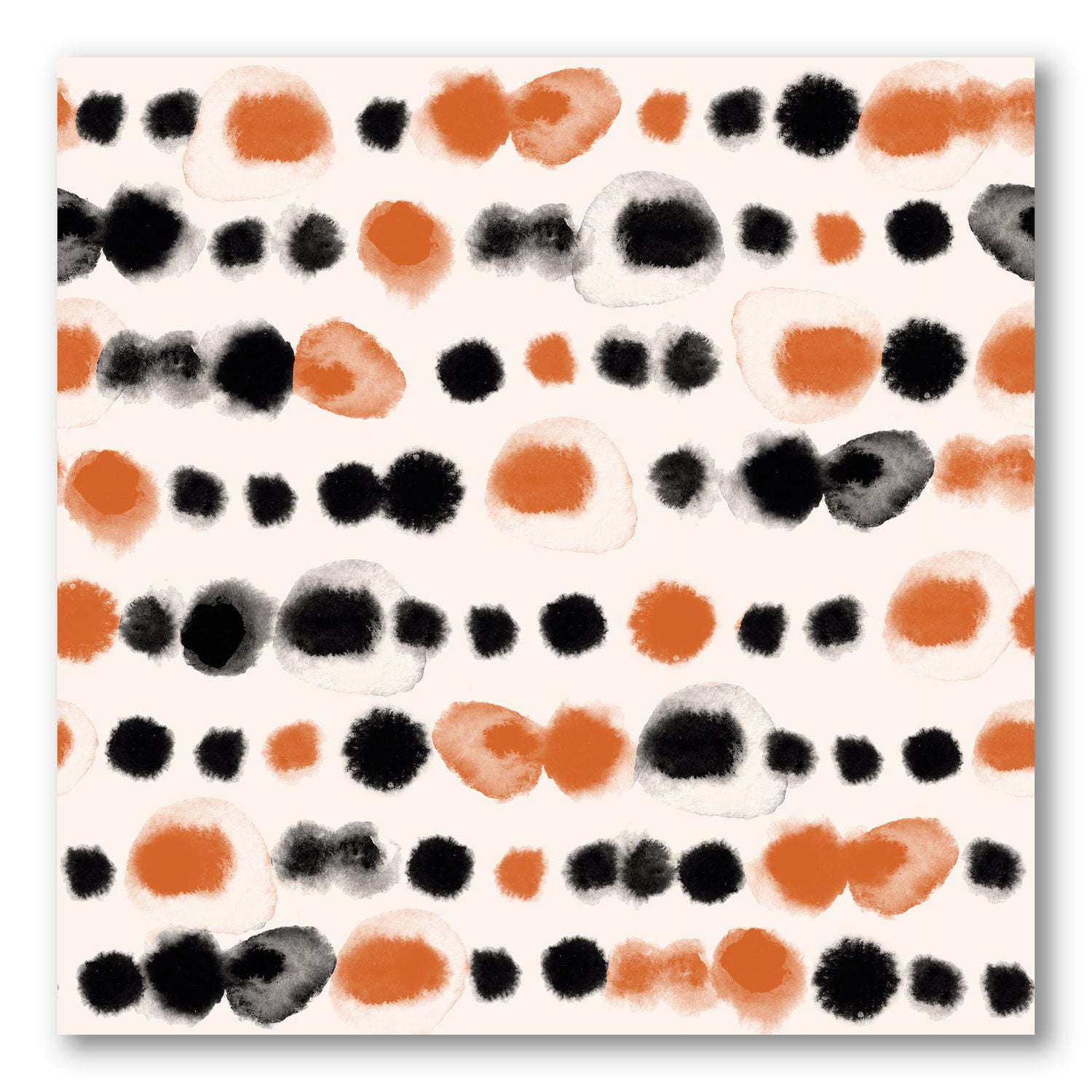 Designart Pois noirs et orange Art mural sur toile