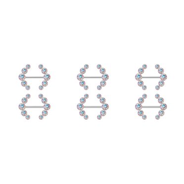 Youkk Bague Tétines en Acier Inoxydable Accessoire de Mode pour Filles Décoration de Corps Aguichant Simple Décor Corporel pour Femmes Plaqué Électro 3Ensemble