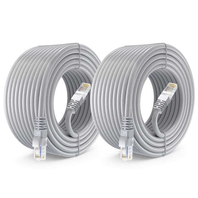 Maximm Cat 6 Ethernet Cable 50 ft (2-Pack) - High-Speed LAN Cable Internet Cable Patch Cable and Network Cable - UTP 10Gbps 550MHz Cat6 Cable - Gray