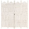 thumbnail image 5 of vidaXL Hand carved 4-Panel Room Divider White 160x165 cm Solid Mango Wood, 5 of 5