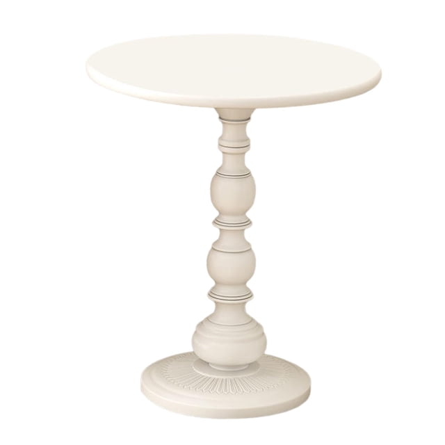Lipstore Bedside Table Sturdy Decor Coffee End Table for Bedroom Apartment Living Room in white. This round side table features a 40cm (15.75-inch) surface and stands 52cm (20.47 inches) tall. Made of iron with a rust-resistant matte finish, it has a decorative design with a stable base. Ideal for small spaces, it can hold mugs, books, or vases and is suitable for use in bedrooms, living rooms, or dorms.