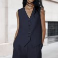 thumbnail image 1 of Women Button Down Waistcoats Comfy Slim Fit ChicJacket Waistcoat (Army Green XS), 1 of 7