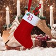 thumbnail image 2 of Christmas Tree Decorative Socks With Embroidered Initial Letters Red Green White Knit Stockings, 2 of 2