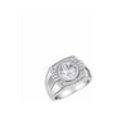 thumbnail image 3 of RYLOS Mens Rings 14K White Gold Designer Round Gemstone &  Sparkling Diamond Ring White Topaz April Birthstone Rings For Men, Men's Rings, Gold Rings Sizes 8 - 13, 3 of 7