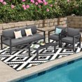 thumbnail image 1 of Costway Ensemble de Mobilier de Patio Extérieur 4 Pcs Ensemble de Canapé Sectionnel Table Basse, 1 of 10