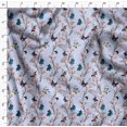 thumbnail image 4 of Soimoi Blue polyester Crepe Fabric Flower & Butterfly Decor Fabric Printed BTY 52 Inch Wide, 4 of 5