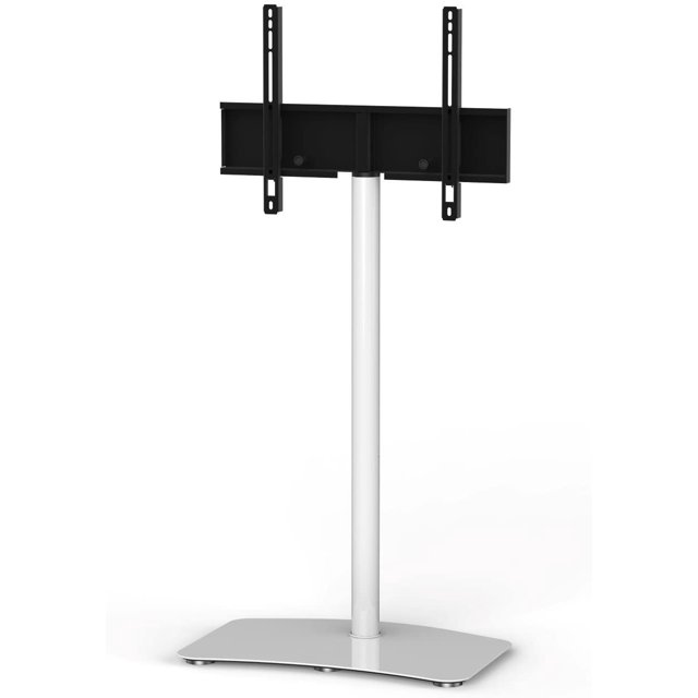 SONOROUS TV Stand PL2800 WHT for Up To 65 Inches TV - Floor Stand TV Bracket for LCD, LED & Flat Screen – Fixed TV Stand with Tempered Glass Base, 45 Degree Swivel & Wire Management - White
