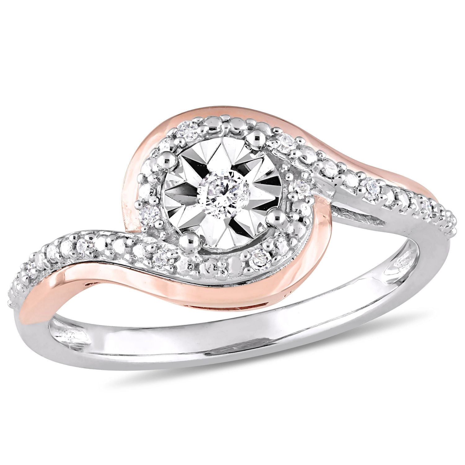 Bague de promesse torsadée Miabella avec diamants 1/10 CT poids total en or 10K double ton
