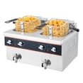 thumbnail image 1 of Commercial Deep Fryer,Dual 8L Commercial Countertop Fryer - 1800W Stainless Steel with Removable Basket, Drain Valve & Timer, Adjustable Temp Control for Restaurants & Home Use, 1 of 6