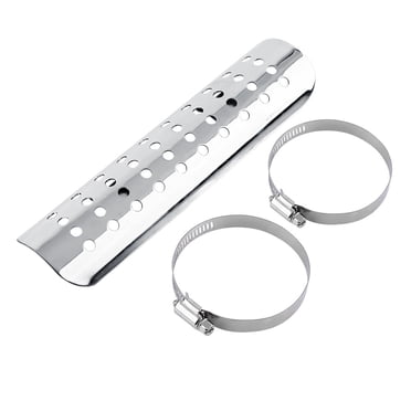 Motorcycle Heat Shield, Chrome Heat Shield for Motorcycle Exhaust, Universal Motorcycle Hole Heat shield Straight Exhaust Pipe Cover, Motorcycle Muffler Heat Shield with 2 Clamps[silvery]