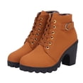 thumbnail image 2 of EGNMCR Bottines pour Femmes Femmes Rétro Talon Épais Chaussures à Talons Hauts Grande Taille à Lacets, 2 of 5