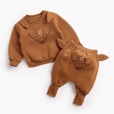 EDFBUYKRS Toddler Kids Baby Boys Girls Long Sleeve Cute Cartoon Animals Sweatshirt Blouse Tops Warm Trousers Pants Outfit Set 2Pcs Clothes Casual Joggers Boys Sweatpants Size 6/7 Baby Boy Fall Outfits
