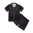 thumbnail image 1 of BOBOGOJP Pyjama pour Filles en Coton Ensemble Estival Court pour Filles 2t Noir, Taille 11-12 Ans, 1 of 5