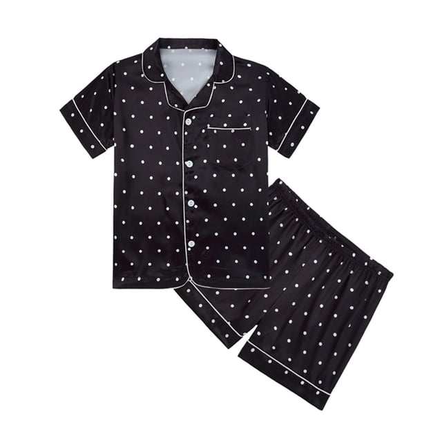 BOBOGOJP Pyjama pour Filles en Coton Ensemble Estival Court pour Filles 2t Noir, Taille 11-12 Ans