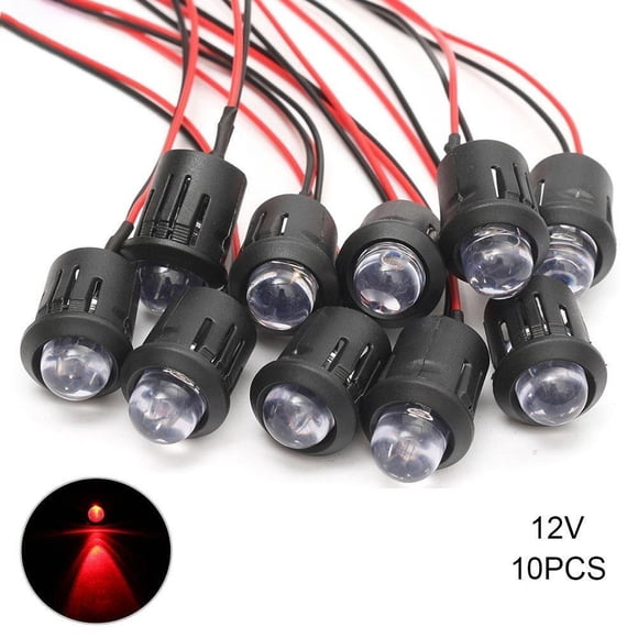10 Pcs/Set 12V 10mm Pre-Wired Constant LED For Ultra Clear Bulb Cable Prewired Led Lamp 100,000 Hours 12V Indicator LED Beads