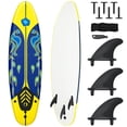 thumbnail image 1 of Patiojoy 6' Surfboard Inflation-free Long Surfing Board with Safety Leash Yellow, 1 of 10