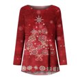 thumbnail image 4 of CEHVOM Chemises Décontractées à Manches Longues pour Femmes Chandail Tunique Ample Hauts Imprimé de Noël Blouse à Col Rond, 4 of 5