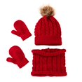 thumbnail image 1 of 0-36 Month Children Woolen Hat Twisting Pattern Skin-friendly Simple Warm Knitted Hat Circle Scarf Gloves Suit for Going Out, 1 of 10
