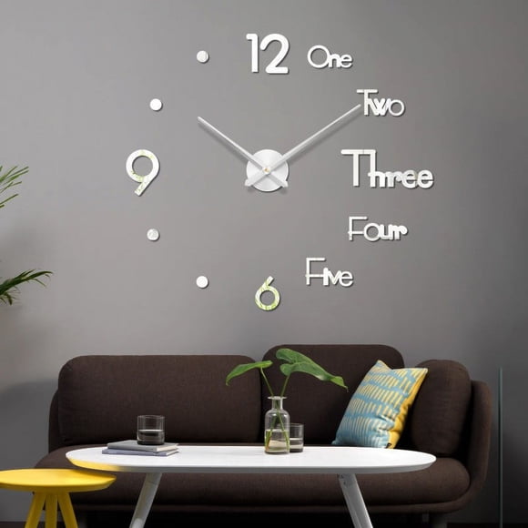 fheaev Frameless DIY Wall Mute Clock Mirror Sticker Home Office Decor