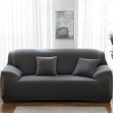 Xiao Hua High Elasticity Sofa Cover - Suitable for 3-seater (74.8-90.6in) sofas, made of dark gray soft fabric elastic material, breathable and washable furniture protective cover, 1 piece