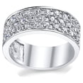 thumbnail image 3 of Sterling Silver Men's Wedding Band Engagement Ring With Cubic Zirconia CZ 9MM 3 Row, 3 of 7