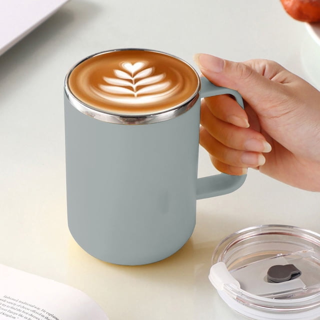 Tasse à Café de Voyage, Gobelet à Café Portable Réutilisable, Tasse Bouteille Isolée sous Vide, Tasse à Café Isolée avec Poignée et Couvercle, Tasse à Café Thermique sous Vide à Double Paroi en Acier Inoxydable, Tasse à Café de Voyage